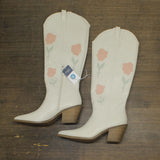 Universal Thread Womens Dixie Bone Floral Western Cowboy Boots Off White 12M