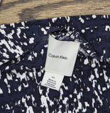 Calvin Klein Printed Mock-Neck Knit Top Abstract Inkwell Blue Multi XS