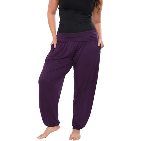 White Mark Womens Plus Knit Pull On Jogger Pants PS560-PURPLE1XL Purple 1X
