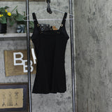 Beyond Control Womens Grommet Detail Square Neck Swim Dress One Piece Black 6