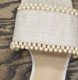 A New Day Womens Lottie Sandals Block Heel Pearl Accent Natural Brown 7.5M