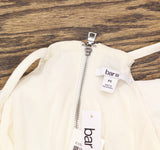 Bar III Womens Petite Zip Back Top Bright White PS