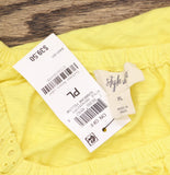 Style & Co. Petite Cotton Off-Shoulder Puff Sleeve Top Sunbeam Yellow PL