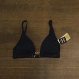Michael Michael Kors Ribbed V-Neck Bikini Top with Logo Hardware Midnight Blue M