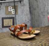 Sam & Libby Womens Strappy Perris Flat Sandal J5247S1200 Amber Brown 6.5M