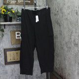 Sanctuary Coastal Covers Crinkle Cotton Baggy Barrel Cargo Pants Black XL