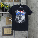 Spirit of America Womens Graphic Pitbull America Patriotic T-Shirt Tee Black M