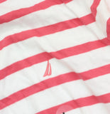 Nautica Womens Cotton Striped Crewneck T-Shirt Honeysuckle Pink / White Stripe L