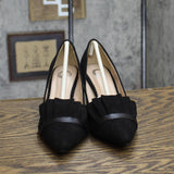 Journee Collection Mica Faux Suede Pointed Toe Ruffle Skinny Heels Black 6M