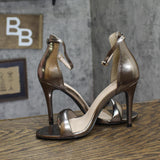 Allegra K Womens Stiletto Strap Open Toe Heels Brown Gray 7.5M