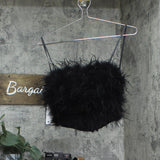 Alex & Sophia Juniors Strapless Zip-Back Feather-Front Top 2KEZ556E Black M