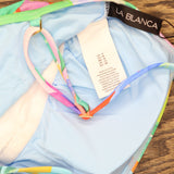 La Blanca Womens Tropi-Flage Printed Scoop-Neck One-Piece Swimsuit Blue Multi 6