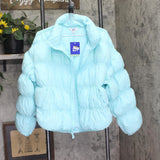 Joylab Loose Fit Mock Turtleneck Double Zipper Puffer Jacket Waterspout Blue L