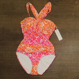 Anne Cole Foulard Twist Shirred One Piece Swimsuit Tie Dye Foulard Pink Multi 14