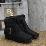 Journee Collection Jester-01 Faux Suede Buckle Flat Boots Black 6M