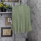 Ny Collection Womens Draped Bell-Sleeve Cardigan MKWR0274 Green L