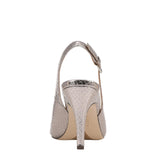 Naturalizer Alexa Slingback Peep Toe Dress Sandals Pewter Leather Brown 6M