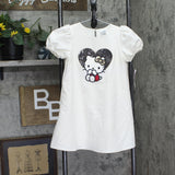 Hello Kitty Girls Lined A-Line Dress with Faux Fur Collar Off White 6X