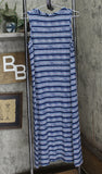 Roudelain Womens Printed Sleeveless Nightgown Knit EHJS362M Quartz Stripe Blue S