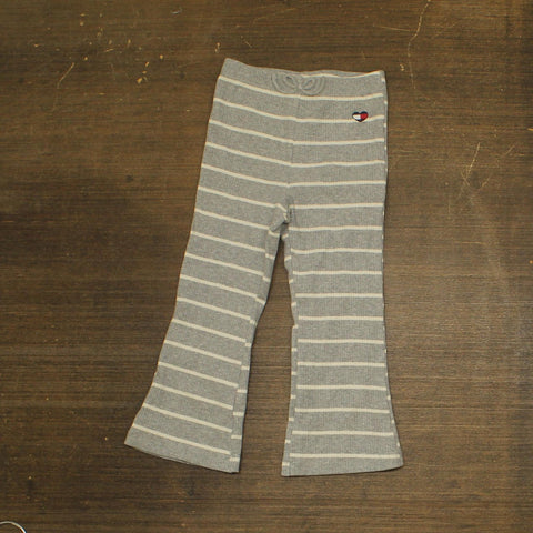 Tommy Hilfiger Girls Toddler Striped Ribbed Flare Leg Pants Gray Stripe 3T