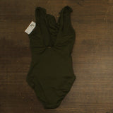 Lauren Ralph Lauren Ruffle Surplice One-Piece Swimsuit Dark Olive Green 10