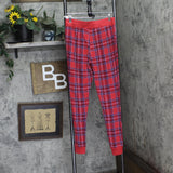 Gap Body Womens Ribbed Holiday Jogger Pajama Pants G1249XLLMA Red Plaid S