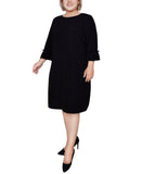 Ny Collection Womens Textured Knit Plus Size Dress WTXD4237D Black 3X