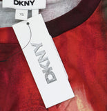 DKNY Womens Abstract-Print T-Shirt Logo P5EHXWNA June Brush Stroke Red Multi XS