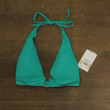 Becca Womens Modern Edge Mira Rib U Buckle Halter Swim Top Peacock Blue Green D
