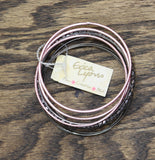 Erica Lyons Textured Rhinestone 9 Pack Bangle Bracelets Black / Pink 2.75"
