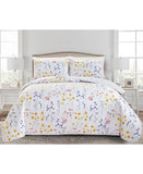 Great Bay Home Marianne Floral 3-Piece Quilt Set Colorful Bouquets White King