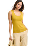Tahari Asl Womens Sleeveless Sweater Tank Top 4AM870-TK Ochre Green M