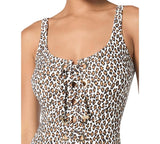 Michael Michael Kors Grommet Lace-Up One-Piece Swimsuit White Leopard Multi 4