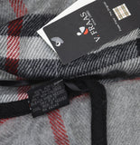V. Fraas Womens Solid Border Plaid Rounded Edge Wrap Ruana Shawl Gray Multi
