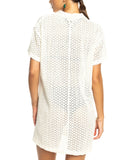 Roxy Womens Dalia Beach Crochet Shirt Dress ERJX603420 Egret Off White M