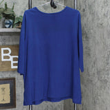 Quacker Factory Womens Long Sleeve Rhinestone Blouse 166a68af9ab4e9 Dark Blue 2X