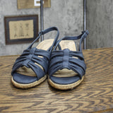 Bella Vita Women's Cheerful Wedge Sandal CHRFL Navy Linen Print Blue 8.5M