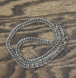 Cuban Curb Chain Link Necklace Silver Gray
