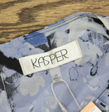 Kasper Cascading Floral Ruffle Blouse 10924639 Black Blue Multi 2X
