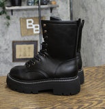 Wild Fable Logan Wide Width Lug Combat Boots with Memory Foam Insole Black 6.5W