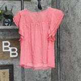 Bb Dakota Womens Sweet Flutterings Top Shirt Deep Lipstick Pink M