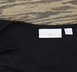 Belle By Kim Gravel Womens Slub Knit V Neck Blouson Sleeve Shirt Top Black L