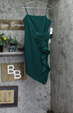 Adrianna By Adrianna Papell Knit Crepe Ruffled Mini Dress Dark Ivy Green 10