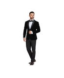 Gito Vitale Slim Fit Velvet Shawl Lapel Unhemmed Tuxedo Suit Set Black 46S / 40W