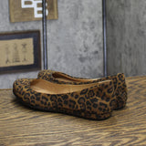 Sun + Stone Womens Pull On Fabric Eliana Flats 10008608600 Leopard Brown 6M