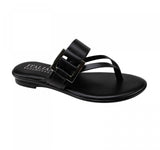 Italian Shoemakers Corinne Womens Flat Sandal with Buckle Thong Black 7M