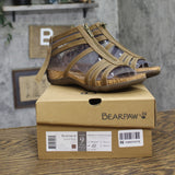 Bearpaw Layla II Gladiator Microsuede Floral Cork Open Toe Sandals Brown 9W