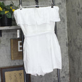 Bar III Strapless Ruffled Eyelet Belted Romper 100150774WM White 18W