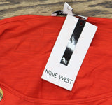 Nine West Womens Drapey Cold-Shoulder Top Red XL