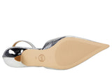 Michael Michael Kors Womens Shiny Luna Kitten Sling Pumps Silver Gray 6.5M